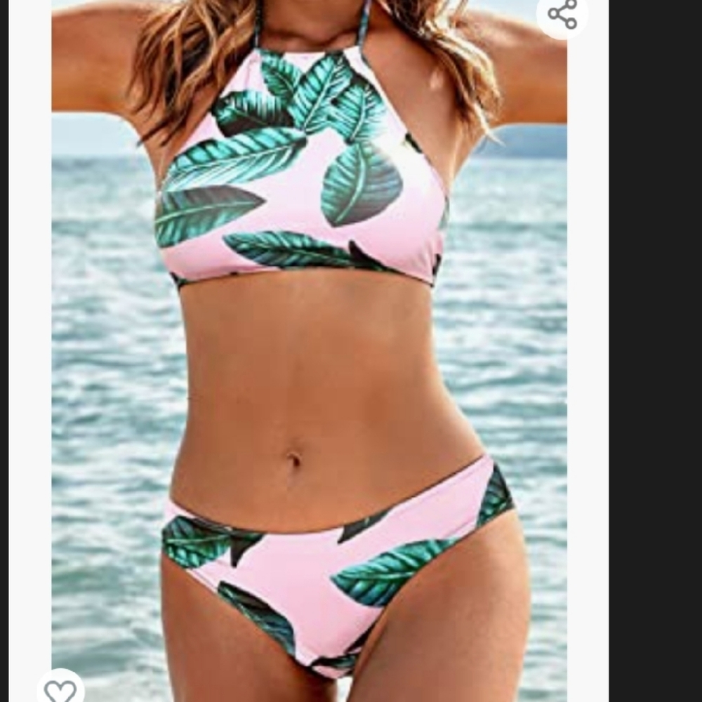 Pink Leaf Bikini XS